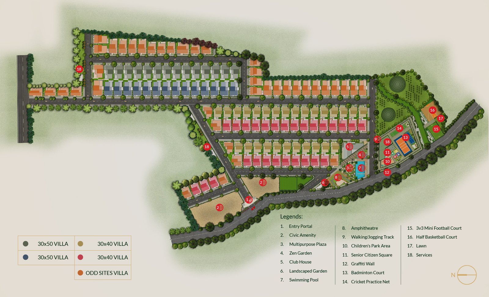 Master Plan of Sowparnika Life On The Green - Luxury Villas in Sarjapura-Attibele Road